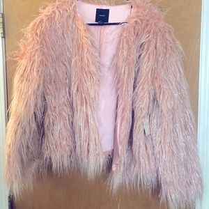 Light pink faux fur jacket